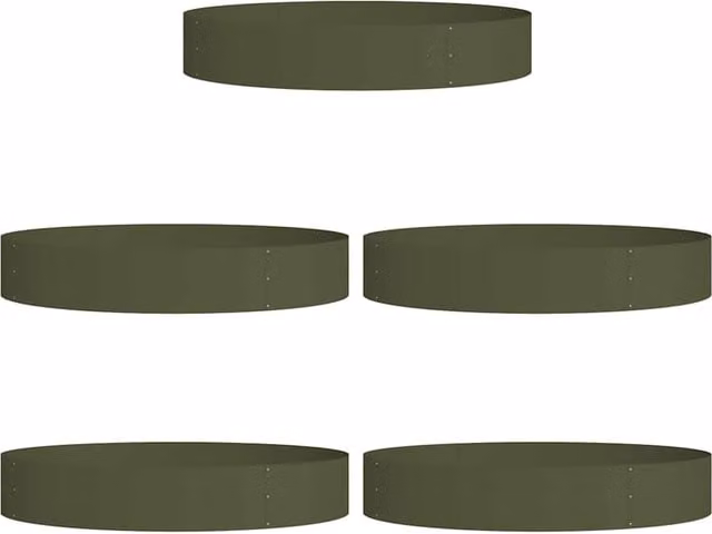 Set de 5 anillos para maceta SYFAX de acero en color verde, An/P/Al: 120 x 120 x 20 cm