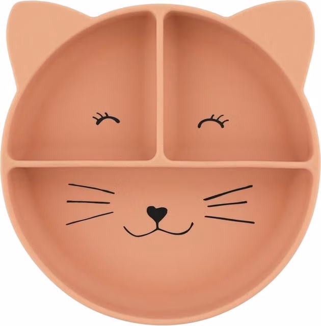 Plato compartimentado de silicona con ventosa Trixie en color rosa para tu mascota