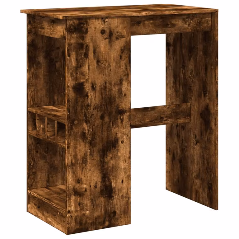 vidaXL Mesa alta con estantes de madera en color roble ahumado, An/P/Al: 90 x 47,5 x 103,5 cm