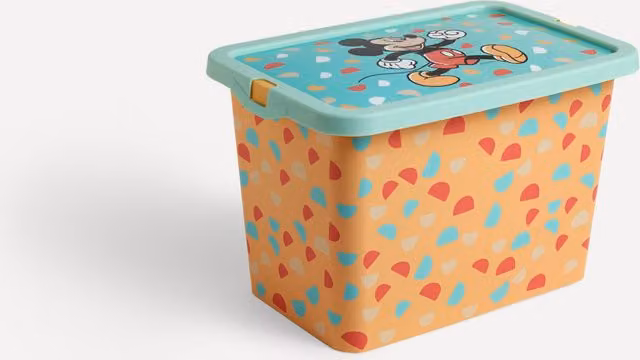 Caja de ordenación Mickey Disney con tapa, multicolor, de plástico para niños