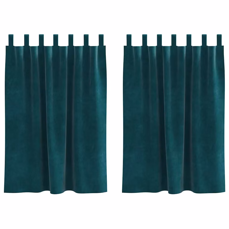 Set de 2 cortinas blackout de terciopelo vidaXL en color verde, An/Al: 140 x 140 cm