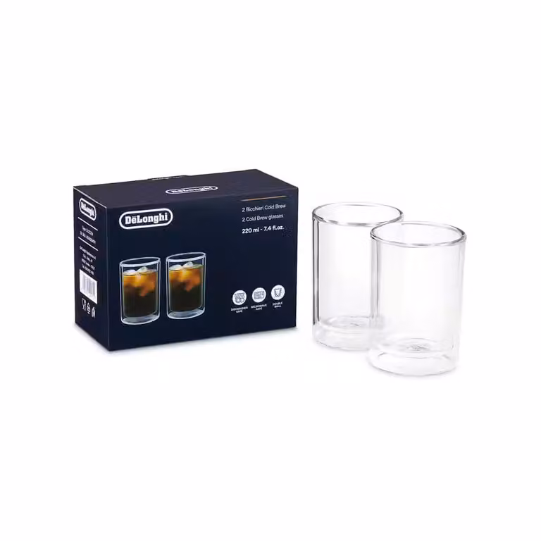 Pack de 2 vasos de doble pared De'Longhi para infusión en frío, 220 ml, transparentes