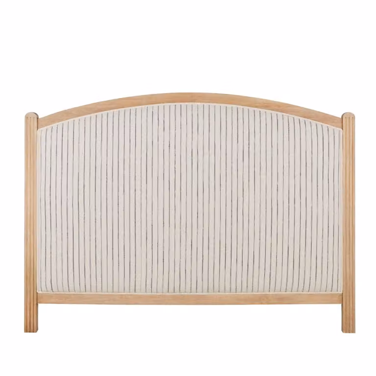 Cabecero de pared moderno Maison du Monde de madera de mango macizo y algodón reciclado a rayas en beige, negro y blanco de 160 cm