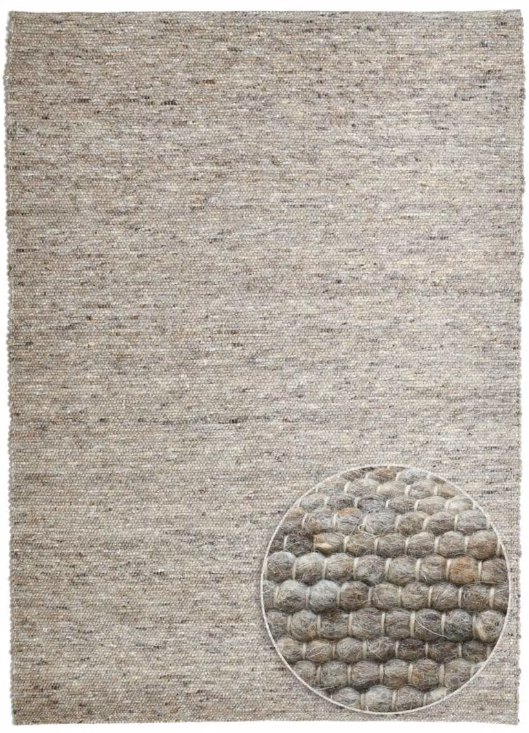 Alfombra de lana virgen tejida a mano Theko, estilo boho, color marrón, An: 90 cm, Al: 160 cm