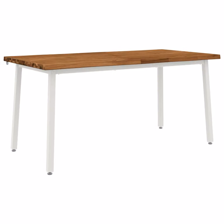 Mesa de comedor moderna vidaXL de madera de acacia con borde natural y acabado mate en color marrón, An/P/Al: 160 x 90 x 75 cm