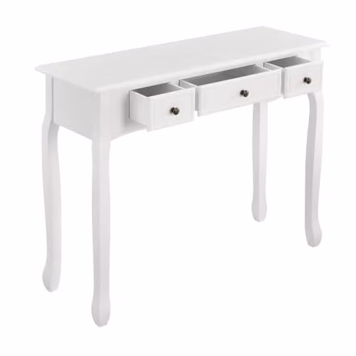 Mesa de centro rectangular vintage Helloshop26 de madera de pino y metal en color blanco para salón, oficina o pasillo