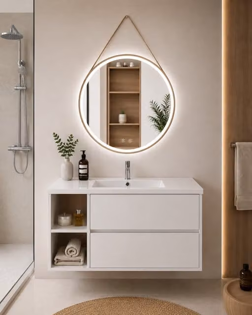 Mueble de baño Origenbath Zeus con lavabo en color blanco y configuración a la izquierda An/P/Al: 80 x 45 x 45 cm