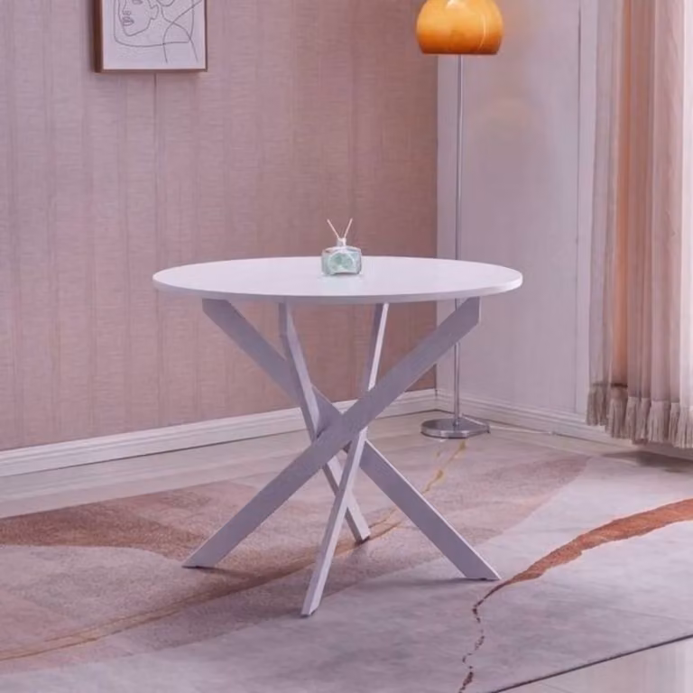 Mesa de comedor redonda Zen de SKRAUT HOME en color blanco mate con patas metálicas, An/P/Al: 90 x 90 x 77 cm
