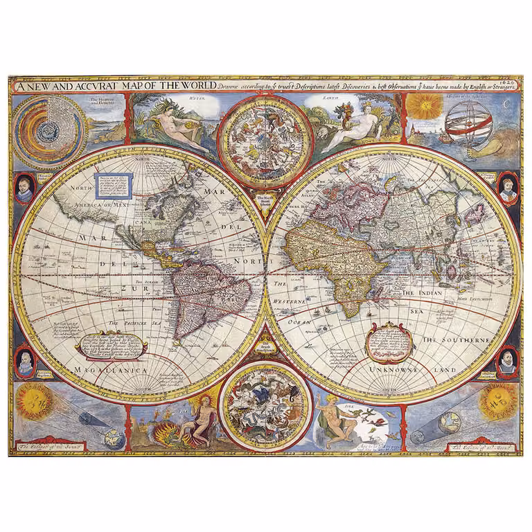 Cuadro de Lienzo Mapa Antiguo Legendarte Multicolor An/P/Al: 40 x 50 cm