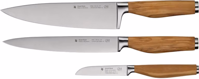 Juego de 3 cuchillos Grand Wood de WMF en color plata y madera