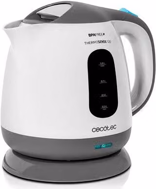 Hervidor de agua eléctrico Cecotec Thermosense 120 de 1 l en color blanco y material plástico con 1100 W