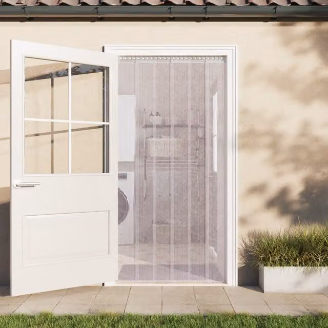 Tira de cortina para puertas vidaXL de poliéster transparente con propiedades térmicas y acústicas de 30 m
