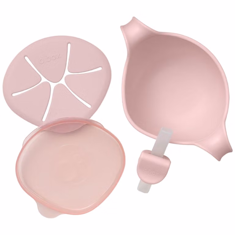 Bol con ventosa B.BOX para bebé en color rosa, fabricado en silicona y polipropileno, libre de BPA y apto para lavavajillas