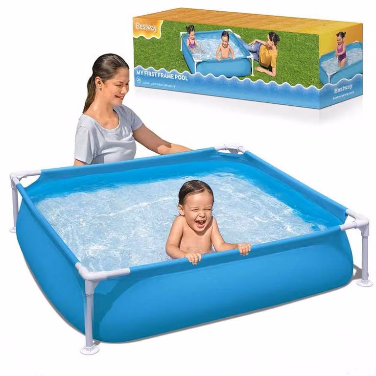 Piscina de marco Bestway para niños, rectangular, azul, An/P/Al: 122 x 122 x 30,5 cm