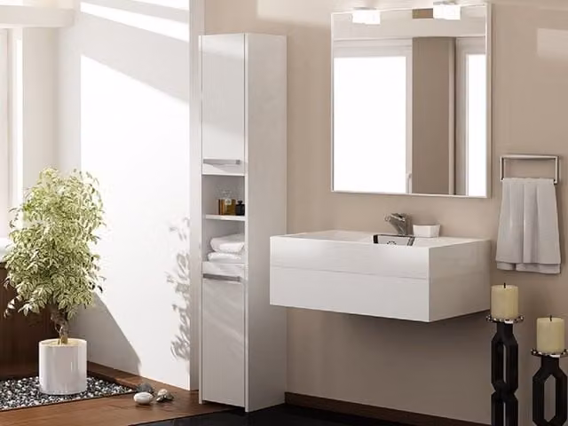 Mueble de baño moderno de 3XE LIVING en blanco mate, suspendido, An/P/Al: 170 x 30 x 30 cm