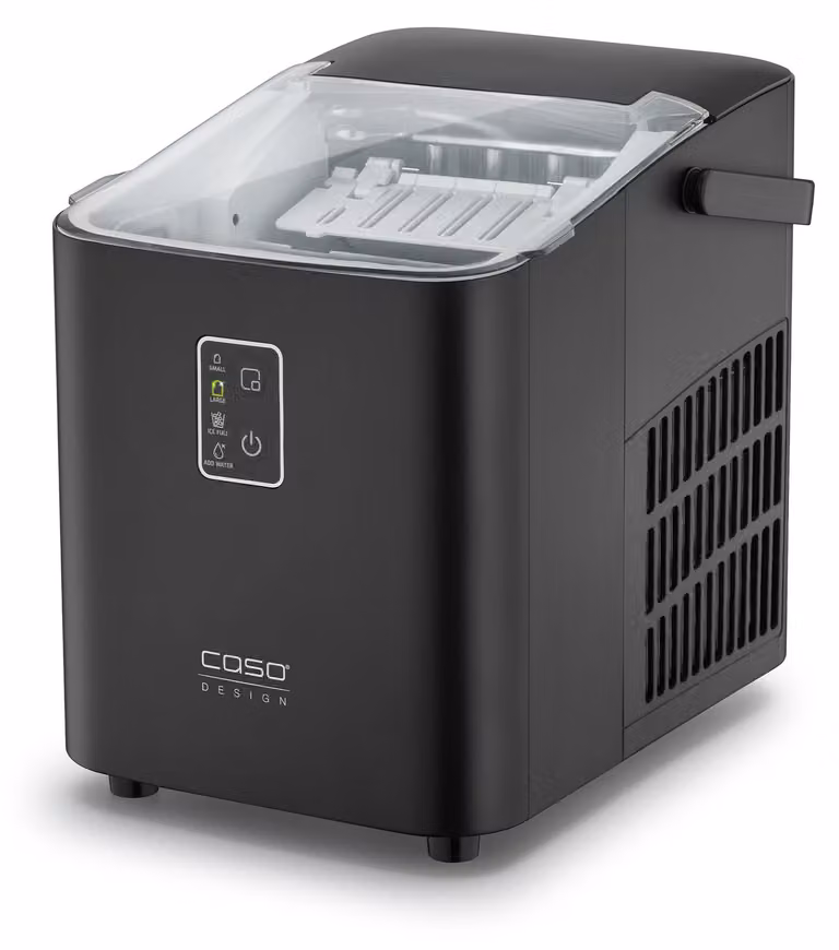 Máquina de cubitos de hielo compacta Caso IceChef Modelo 3401 en color negro con tanque de 1 litro y capacidad de 12 kg de hielo al día