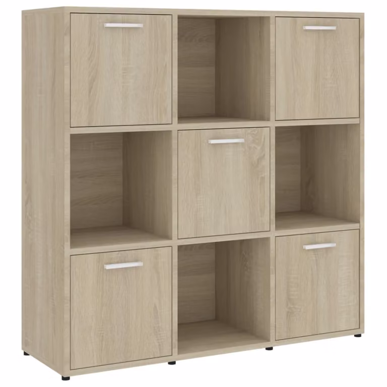 Estantería de madera Maison Chic color marrón roble para salón, diseño moderno y montaje en pared, An/P/Al: 90 x 30 x 90 cm