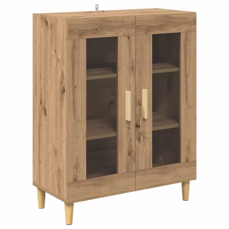 Vitrina moderna vidaXL en roble con puertas de cristal y estantes internos, An/P/Al: 69,5 x 34 x 90 cm