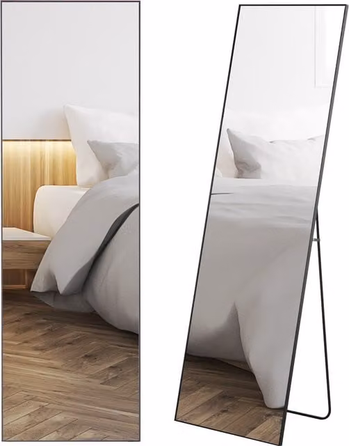 Espejo de cuerpo entero Homcom de aluminio negro con dos formas de uso, rectangular, An/P/Al: 50 x 37 x 58,5 cm