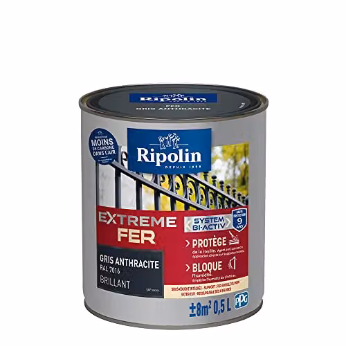 Pintura Ripolin para metal exterior brillante color gris antracita 0,5 l