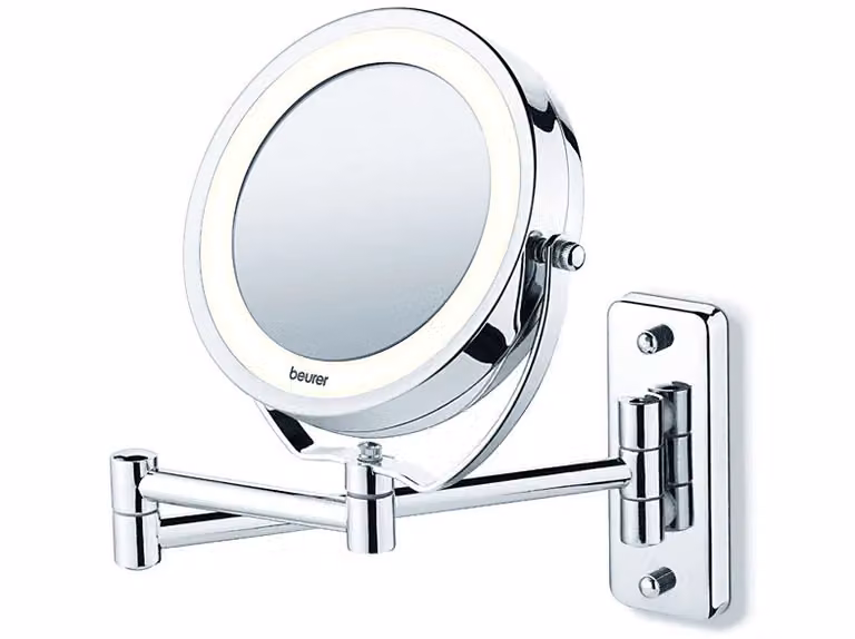 Espejo cosmético de sobremesa Beurer BS 59 con iluminación LED y acabado en color plata