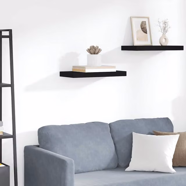 Estante flotante de pared vidaXL en MDF negro mate An/P/Al: 50 x 23 x 3,8 cm