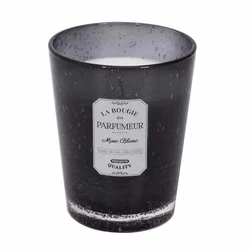 Vela Perfumada de Vidrio Burbuja Home Deco Factory con Aroma Almizcle Blanco en Color Gris Oscuro, An/P/Al: 13 x 13 x 16 cm
