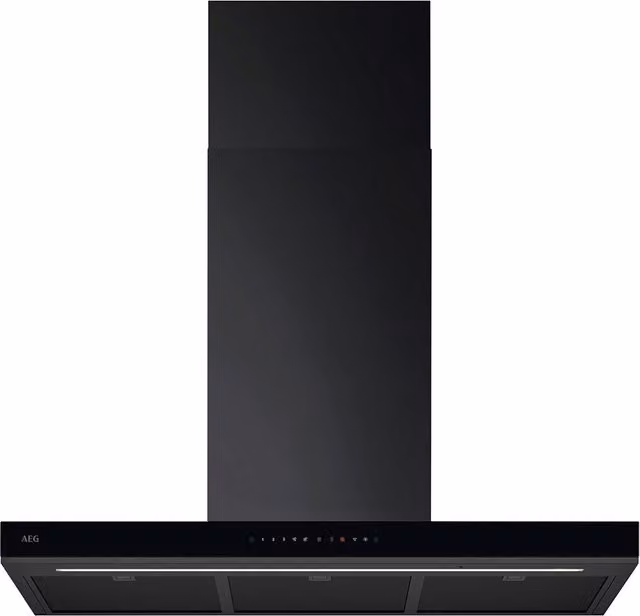 Campana decorativa AEG GB87D91CB en color negro con control por aplicación y 3 velocidades más 2 turbo para montaje en pared