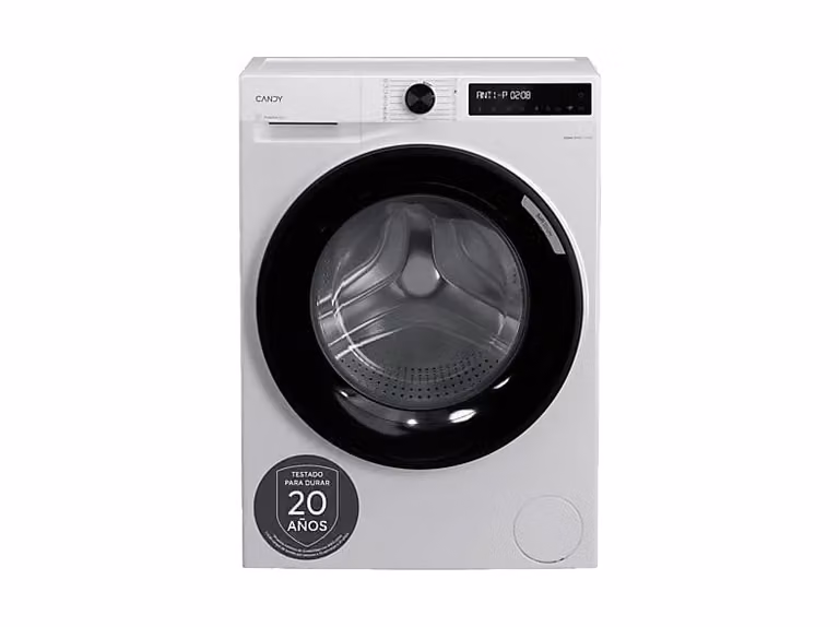 Lavadora de carga frontal Candy BR 48SBL6-S en color blanco con 8 kg de capacidad, 1400 rpm, tecnología Inverter, WiFi, Bluetooth y 16 programas de lavado