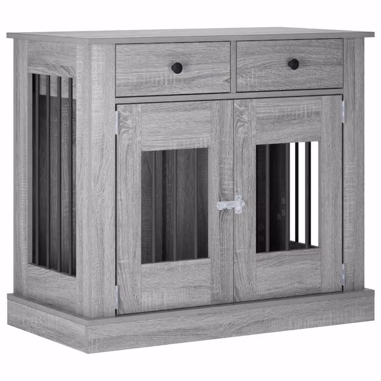 Mueble para jaula de perro vidaXL en color gris y acabado madera An/P/Al: 90 x 47,5 x 80 cm