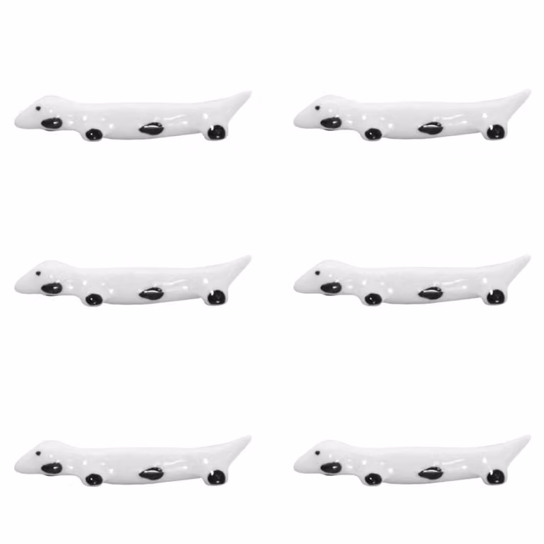 Set de 6 bloques porta cuchillos de carne Aulica en blanco y negro