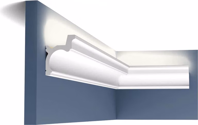 Cornisa moldura para techo con iluminación decorativa Orac Decor C328 de resina sintética blanca acabado mate de 2 m