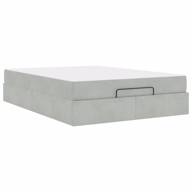Set de cama de 2 piezas vidaXL con estructura tapizada en terciopelo gris y colchón de espuma, An/P/Al: 140 x 200 cm