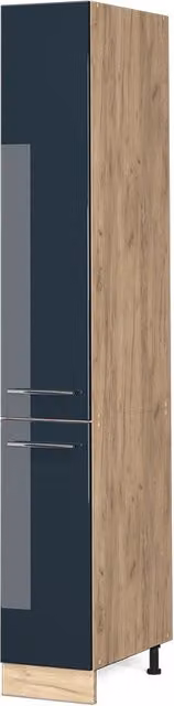 Armario de farmacia Vicco Fame-Line para cocina, azul y dorado con acabado alto brillo y puertas con cierre suave, An/P/Al: 30 x 58,1 x 206,8 cm