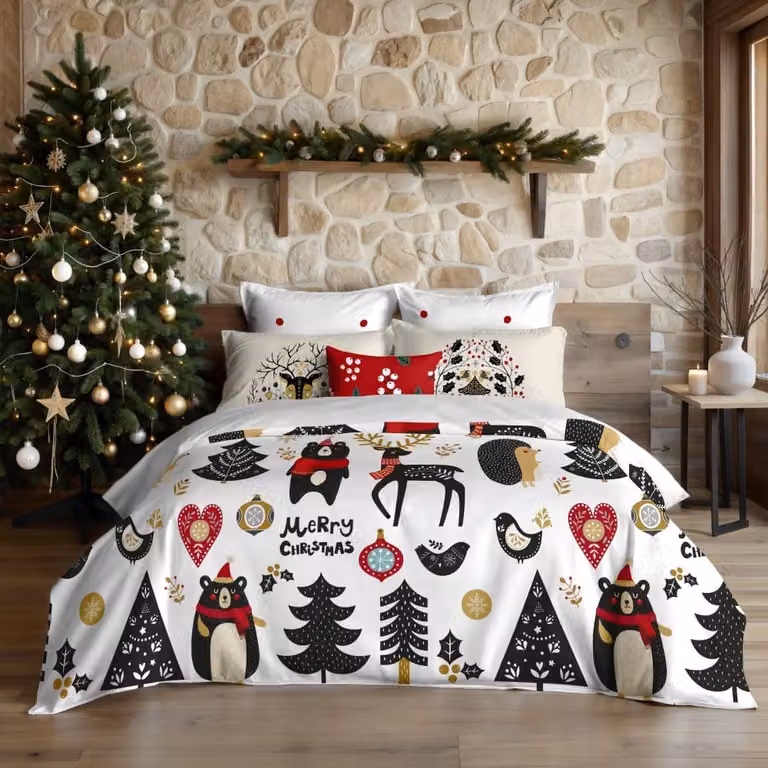 Funda nórdica de Navidad Decolores Home multicolor en poliéster, An/Al: 155 x 220 cm