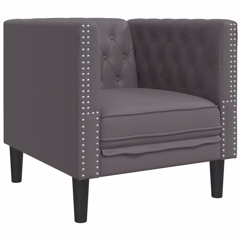 Sillón Chesterfield vidaXL en cuero artificial gris para salón