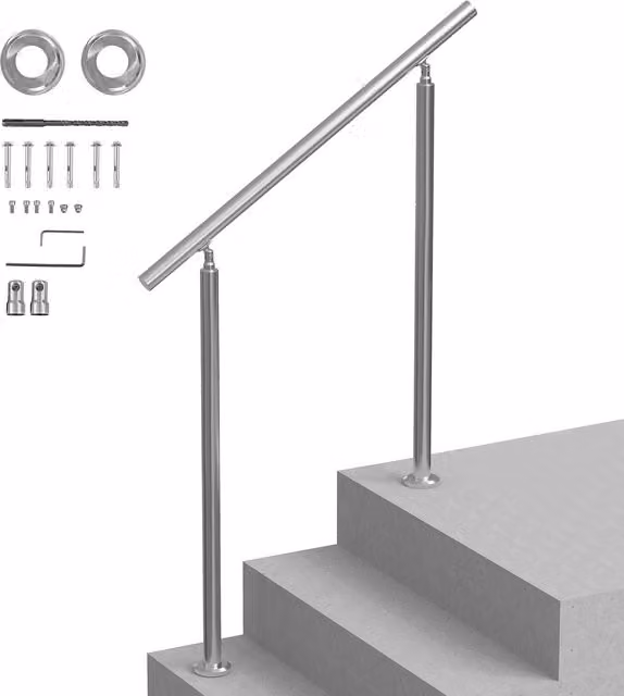 Kit de barandilla de escalera para exteriores Vevor de acero inoxidable color plata, Largo: 100 cm