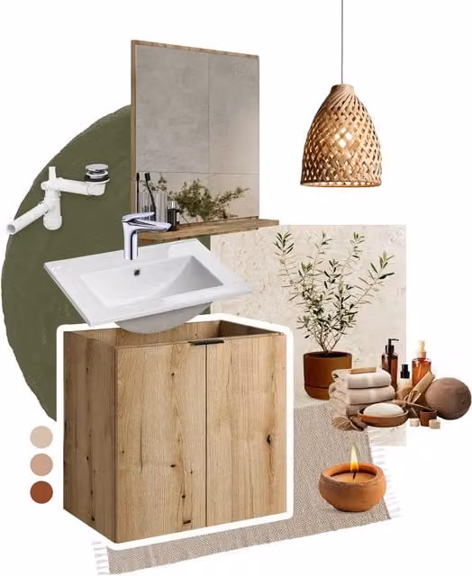 Juego de armario de baño moderno COMAD con espejo en acabado roble marrón An/P: 140 x 40 cm