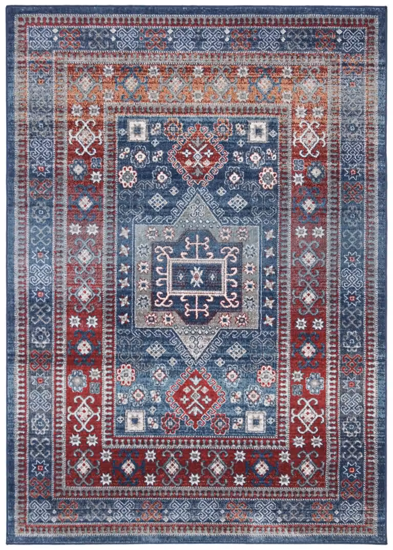 Alfombra oriental Safavieh de polipropileno en rojo y azul, An/P: 122 x 183 cm