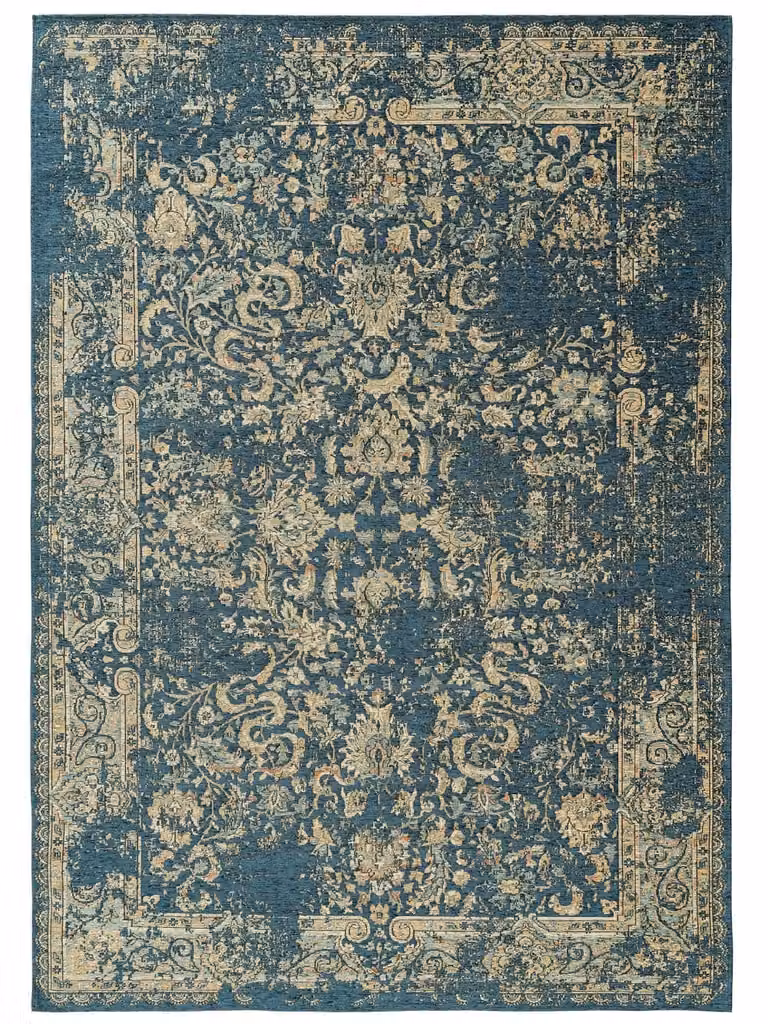 Alfombra de tejido plano Benuta en azul con diseño patchwork, An/P: 200 x 285 cm