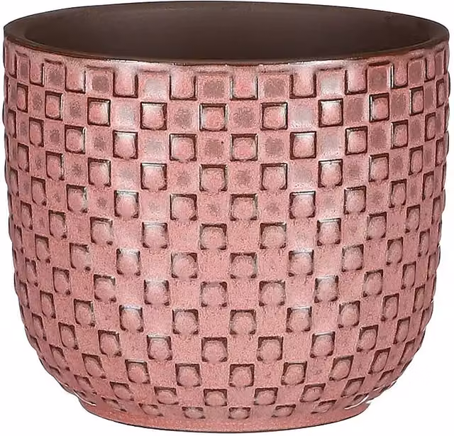 Cubremaceta redondo Daan de Mica Decorations, color rosa, de cerámica, Diámetro: 11 cm, Altura: 9 cm