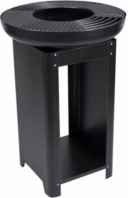 Brasero barbacoa exterior Alpina con plancha grill teppanyaki de acero inoxidable, color negro, An/P/Al: 90 x 61 x 20 cm
