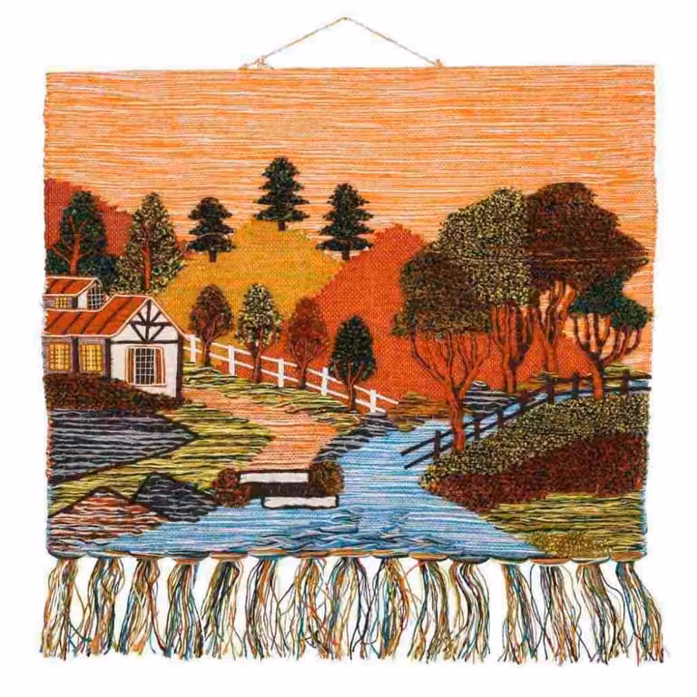 Tapiz decorativo de yute Wanderlust deco con diseño de paisaje y naturaleza multicolor An/P: 100 x 80 cm