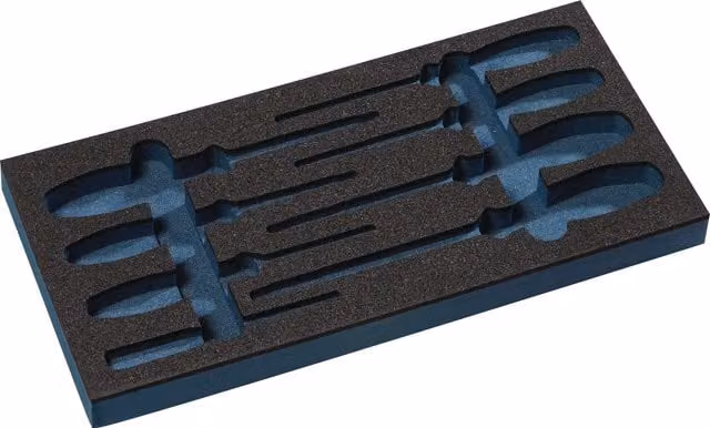 Módulo de herramientas con insertos Tecwerk de 8 piezas en color negro y material plástico An/P/Al: 185 x 38,5 x 3 cm