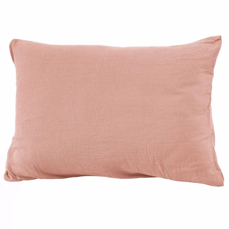 Funda de almohada de algodón lisa Housse De Rêve color rosa, 50 x 70 cm