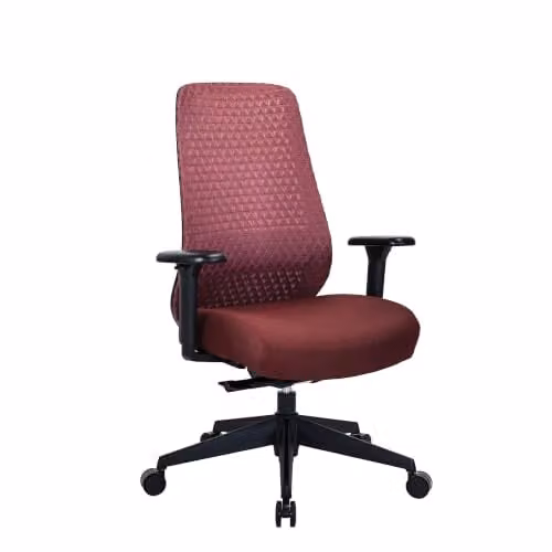 Silla de oficina ergonómica hjh OFFICE con respaldo de malla 3D, asiento de tela color burdeos y base giratoria para adultos