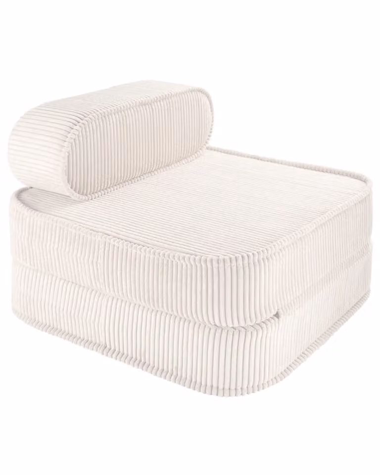 Sillón cama malvavisco Wigiwama de pana blanca con relleno de espuma, An/P/Al: 65 x 25 x 60 cm