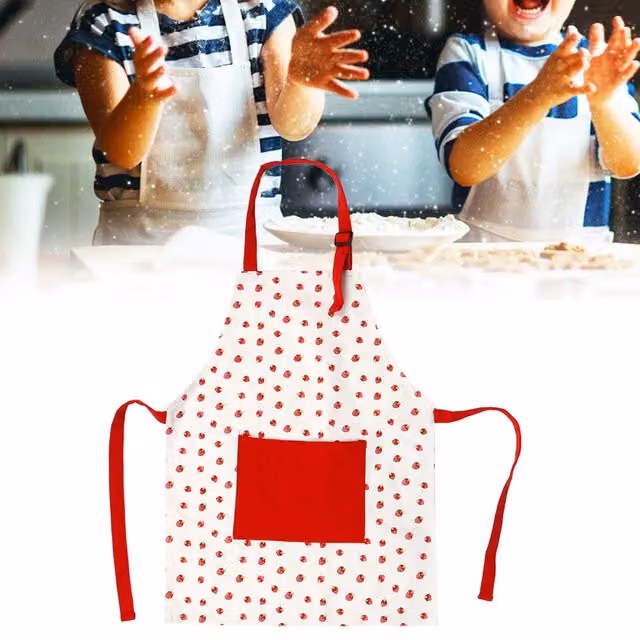 Delantal infantil Infinite de algodón con estampado de fresas en color rojo y blanco para pintar y cocinar