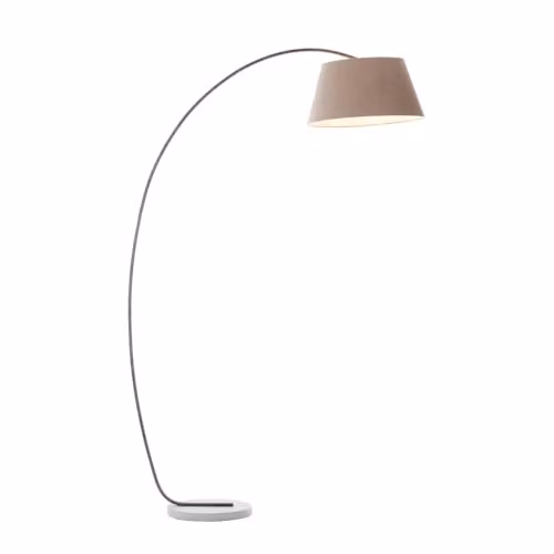 Lámpara de pie de arco Brilliant Brok Bow en color marrón y gris con base de metal y hormigón, regulable y con casquillo E27 de 60W