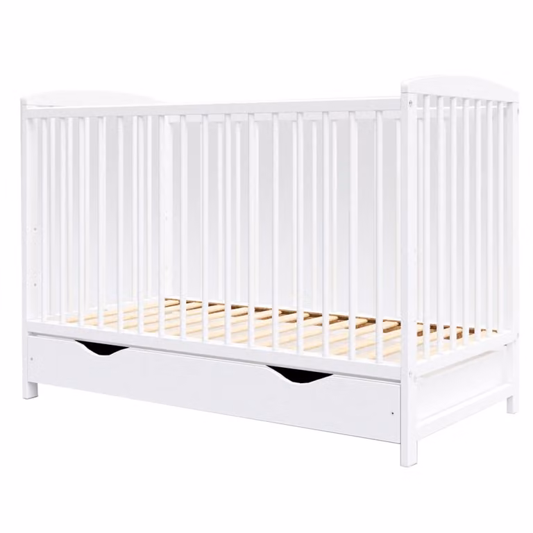 Cuna evolutiva Premiers Moments con cajón en madera de pino lacada blanca, An/P/Al: 120 x 60 x 89,3 cm